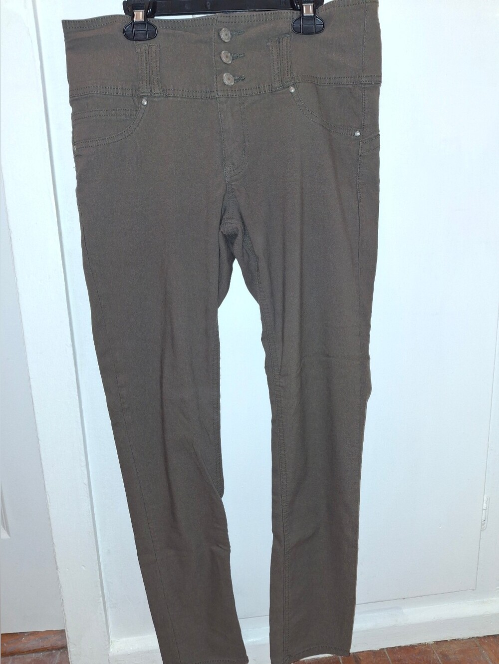 Olive High Waist Pants-Slim Fit